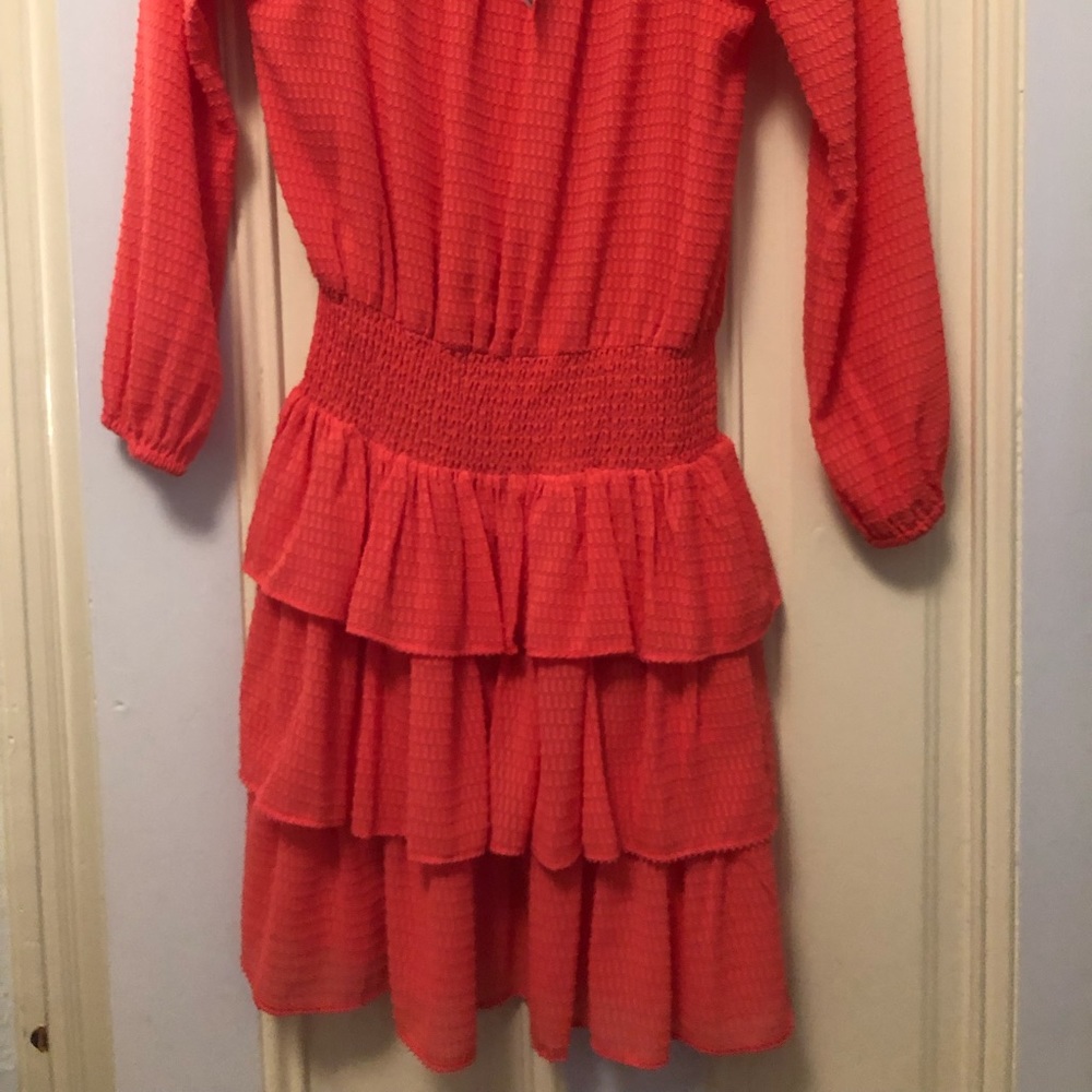 Michael Kors Coral Smocked Ruffle Dress (NWT)